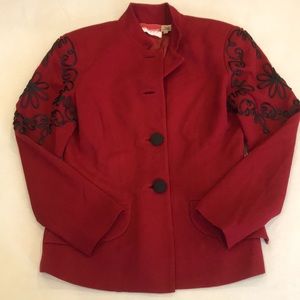 Oscar De La Renta red and black blazer size 8